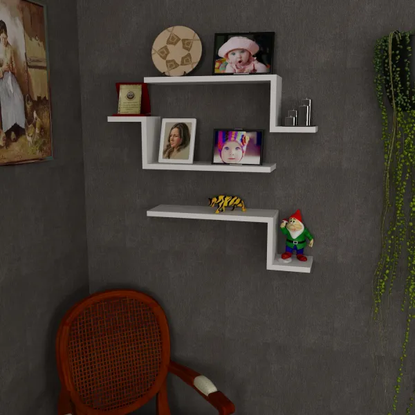Kalune Design Sada 3 nástenných políc LOWA biela