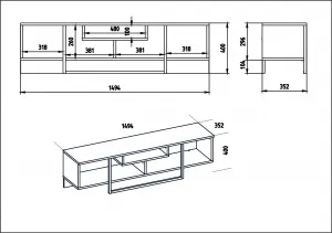 Kalune Design TV stolek ASAL 150 cm dub/černý