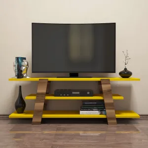 Kalune Design TV stolek FLOWER 120 cm žlutý/ořech