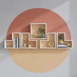 Kalune Design Sada 5 nástenných políc ELITRA biela