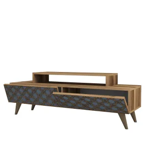 Kalune Design TV stolek CITY 140 cm ořech/modrý