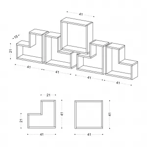 Kalune Design Sada 5 nástenných políc ELITRA biela