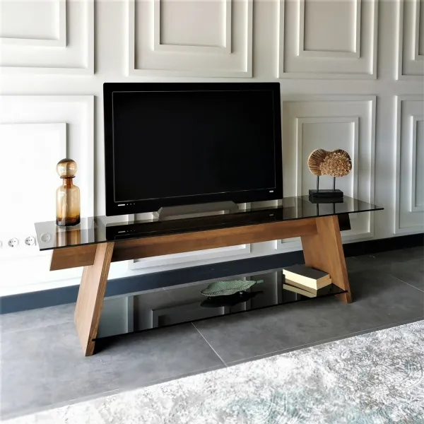 Kalune Design TV stolek TV201 158 cm ořech/černý