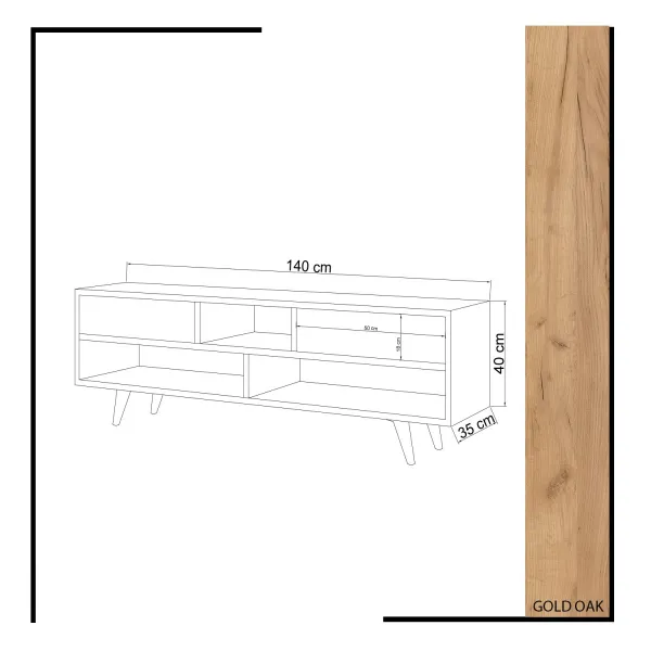 Kalune Design TV stolek ANGOLA 140 cm bílý/dub