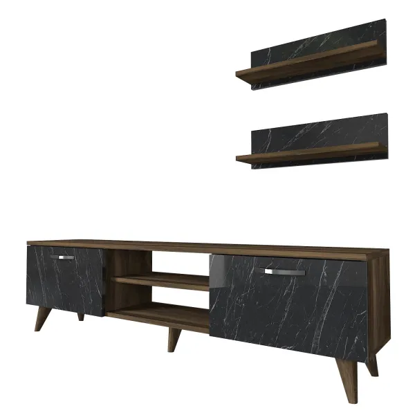 Kalune Design Obývací stěna AYDEN 150 cm ořech/mramor