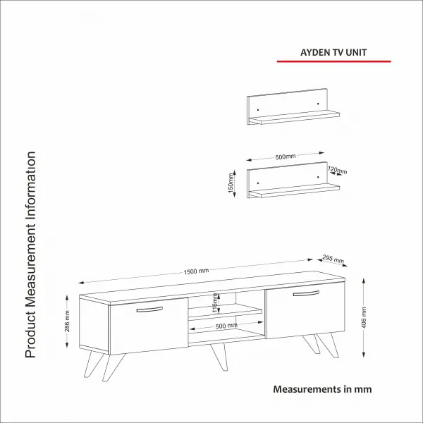 Kalune Design Obývací stěna AYDEN 150 cm ořech/mramor