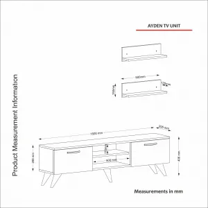Kalune Design Obývací stěna AYDEN 150 cm ořech/mramor