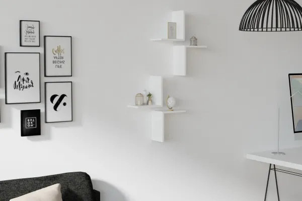 Hanah Home Sada 4 nástenných políc Face biela