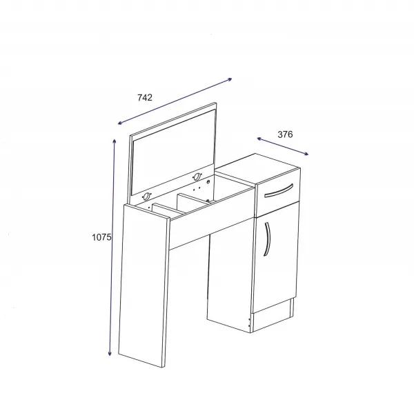 Kalune Design Toaletný stolík INCI 74 cm biely
