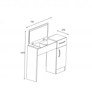 Kalune Design Toaletný stolík INCI 74 cm biely