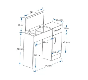 Kalune Design Toaletný stolík INCI 74 cm biely