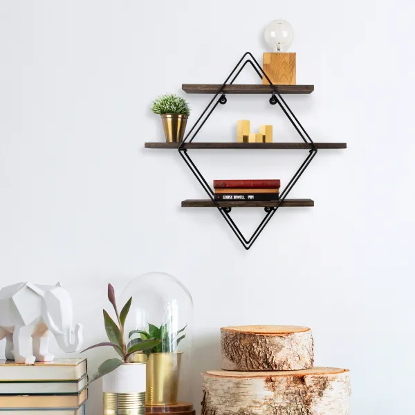Kalune Design Nástěnná police ERYSIMUM černá/ořech