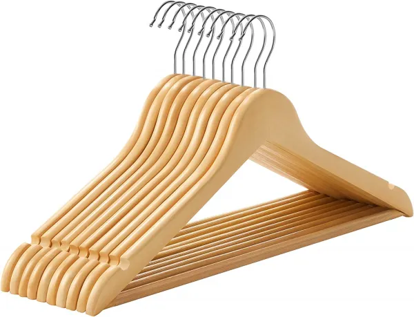 SONGMICS Drevené vešiaky 10 ks svetlé drevo