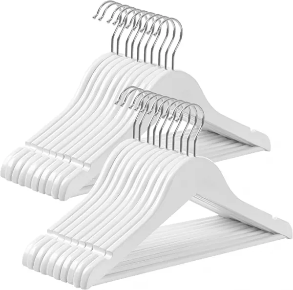 SONGMICS Detský drevený vešiak biely 35 cm 20 ks