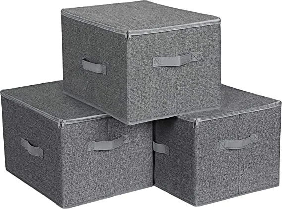 SONGMICS Úložné boxy s vekom Tripas sivé