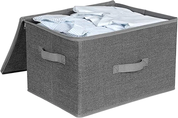 SONGMICS Úložné boxy s vekom Tripas sivé