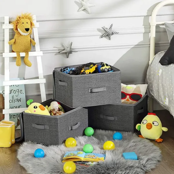 SONGMICS Úložné boxy s vekom Tripas sivé