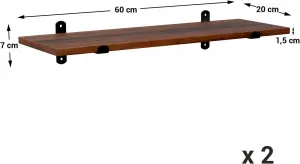 SONGMICS Súprava políc Vasagle Murali 2 ks 60x20 cm hnedá