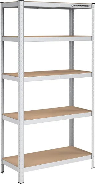SONGMICS Kovový regál Banom biely