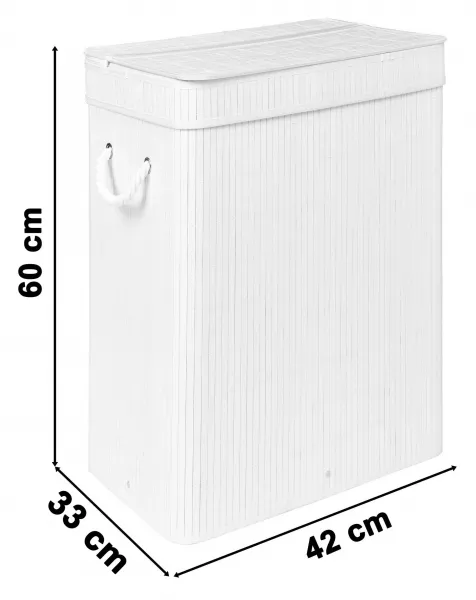 Bambusový kôš na bielizeň s vekom SOREN 80L biely