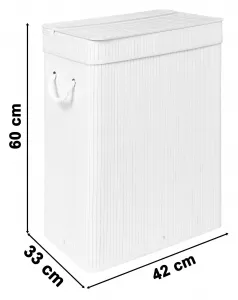 Bambusový kôš na bielizeň s vekom SOREN 80L biely