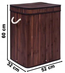 Bambusový kôš na bielizeň s vekom 100L wenge