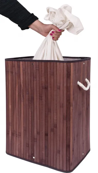 Bambusový kôš na bielizeň s vekom 100L wenge