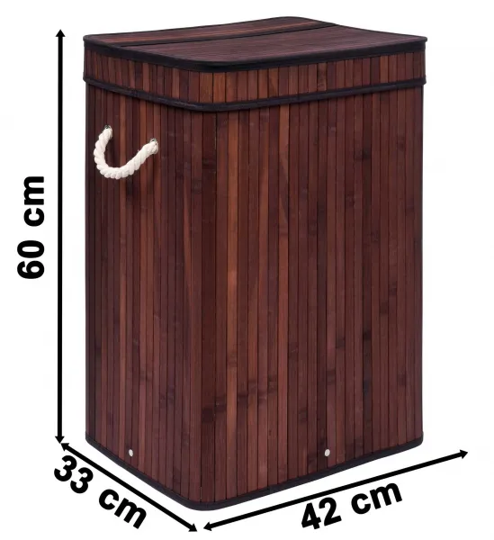 Bambusový kôš na bielizeň s vekom SOREN 80L wenge