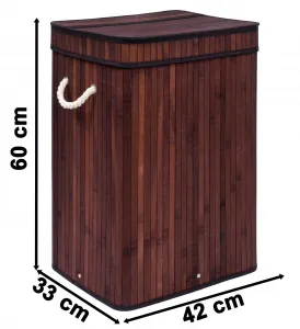 Bambusový kôš na bielizeň s vekom SOREN 80L wenge