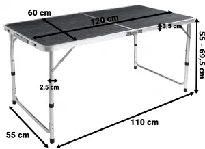 TRAMP kempingový skladací turistický set 120x60 cm čierne drevo