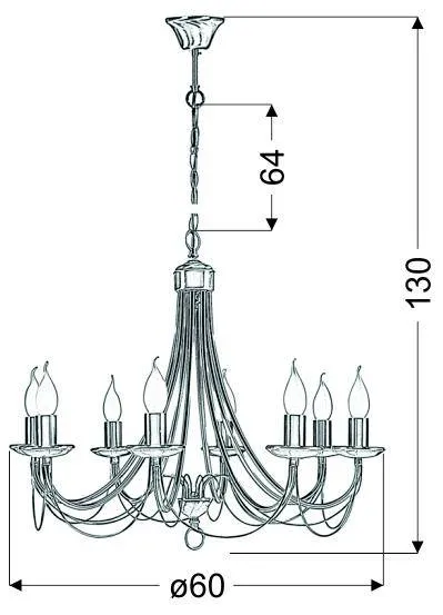 Závesná lampa MUZA 8xE14 luster Candellux
