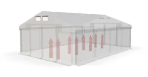 Skladový stan 5x10x2,5m strecha PVC 560g/m2 boky PVC 500g/m2 konštrukcie ZIMA PLUS Šedá Šedá Šedá