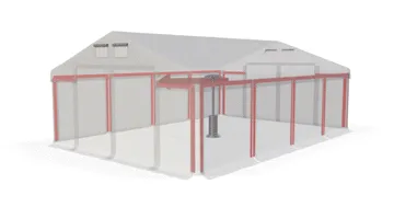 Skladový stan 5x10x2,5m strecha PVC 560g/m2 boky PVC 500g/m2 konštrukcie ZIMA PLUS Šedá Šedá Šedá