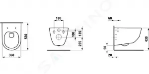 Laufen Pro - Závesné WC, 530x360 mm, Rimless, biela H8209660000001