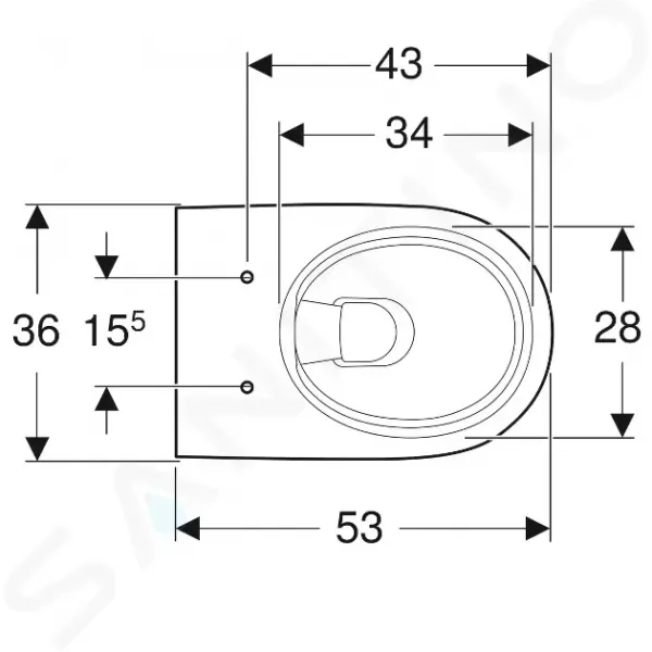 Geberit Selnova - Závesné WC, 530x360 mm, Rimfree, biela 501.545.01.1