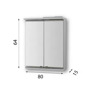 OLSEN SPA - Vrchný zrkadlová skrinka NICE s LED osvetlením - Rozmery skriniek - 80 × 64 × 15 cm OLNNIC80