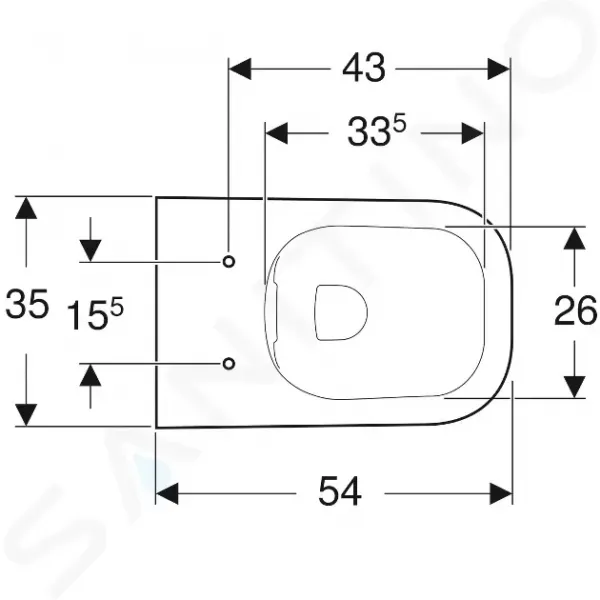 Geberit Selnova Square - Závesné WC, 540x350 mm, Rimfree, biela 501.546.01.1