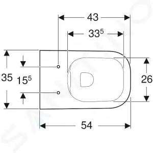 Geberit Selnova Square - Závesné WC, 540x350 mm, Rimfree, biela 501.546.01.1