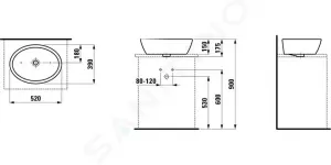 Laufen Pro - Umývadlová misa, 520 mm x 390 mm, bez otvoru na batériu, biela H8129640001091