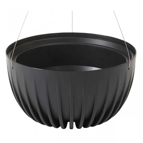 HowHomely Závesný kvetináč STRIPPED ECO 24 cm čierny