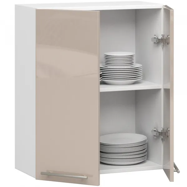 Ak furniture Závesná kuchynská skrinka Olivie W 60 cm biela/cappuccino lesk
