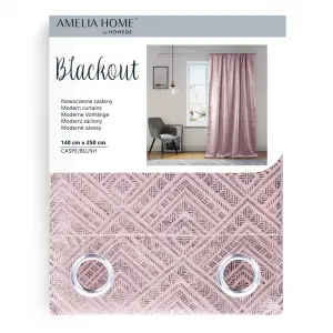 Záves AmeliaHome CASPE s priechodkami 140x250 cm púdrovo ružový, veľkosť 140x250