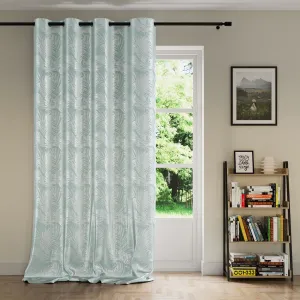 Záves AmeliaHome Velvet Silver Leaves s priechodkami 140x245 cm mätový, veľkosť 140x245