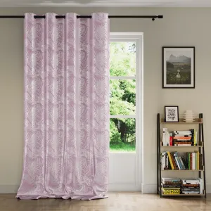 Záves AmeliaHome Velvet Silver Leaves s priechodkami 140x245 cm ružový, veľkosť 140x245