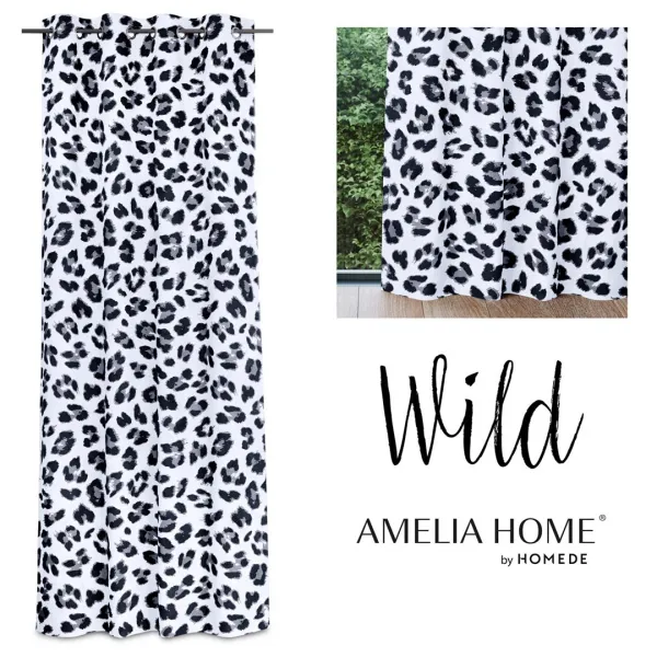 Záves AmeliaHome Wild s priechodkami 140x250 cm čierno-biely