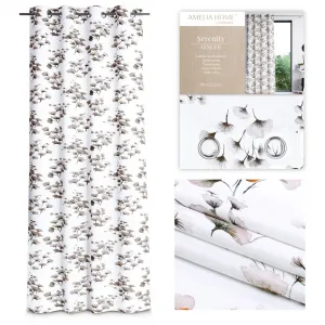 Záves AmeliaHome Serenity s priechodkami 140x250 cm biely/hnedý