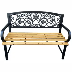 Ak furniture Zahradní lavička NERINA černá/jedlové dřevo