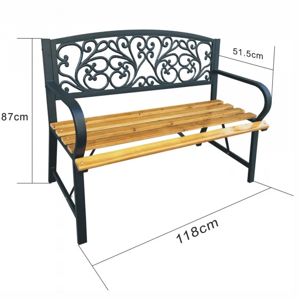 Ak furniture Zahradní lavička NERINA černá/jedlové dřevo