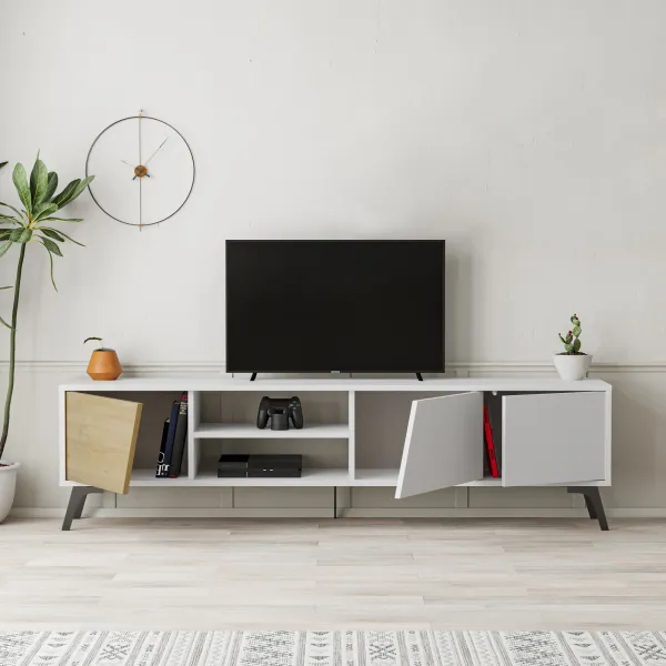 TV stolík Houseland FIONA 180 cm biely/dub safírový