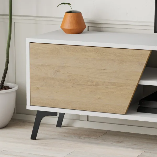 TV stolík Houseland FIONA 180 cm biely/dub safírový